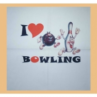 Handtuch mit lustigen Bowlingmotiv